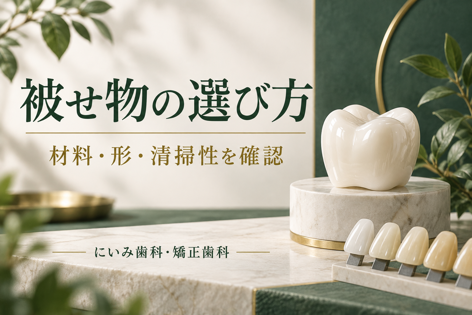 インプラントの被せ物の材料と形を検討するイメージ