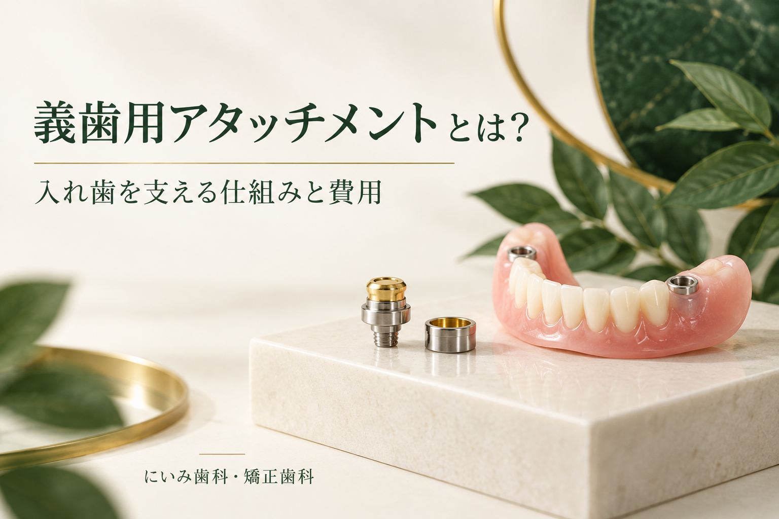 入れ歯と義歯用アタッチメントの仕組みを考えるイメージ