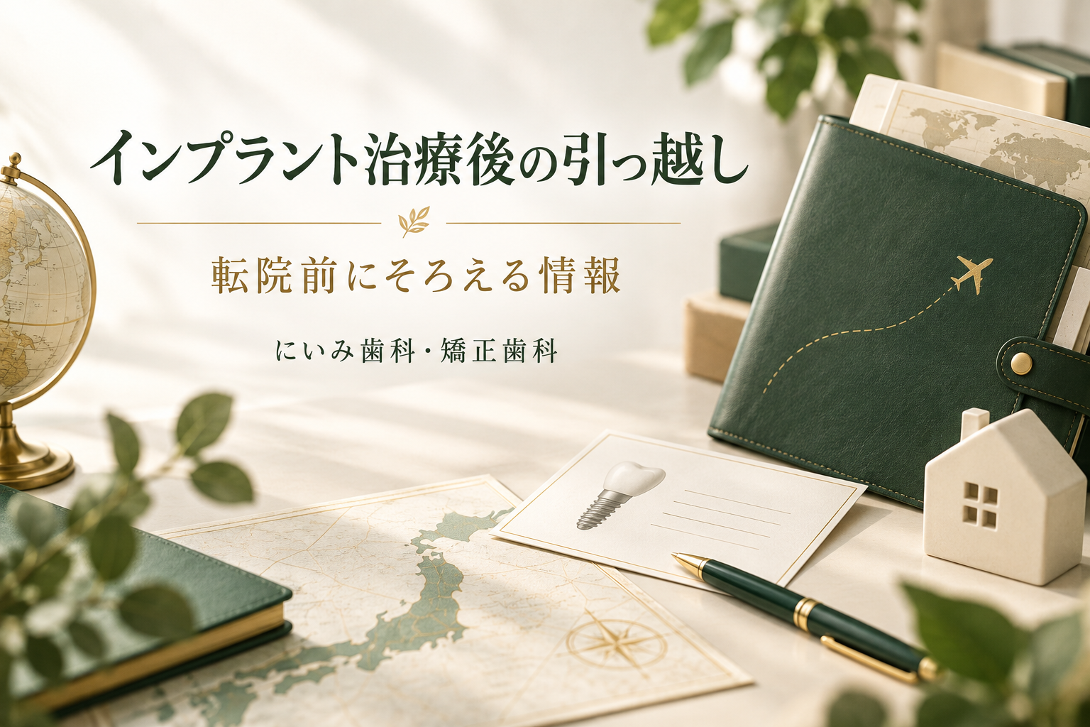 引っ越し前にインプラント治療の記録を整理するイメージ