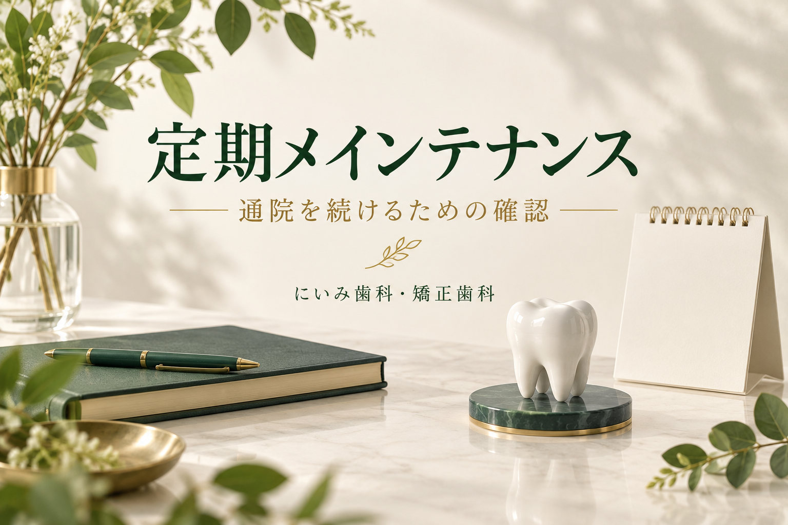 インプラントの定期メインテナンスと通院計画を案内するイメージ